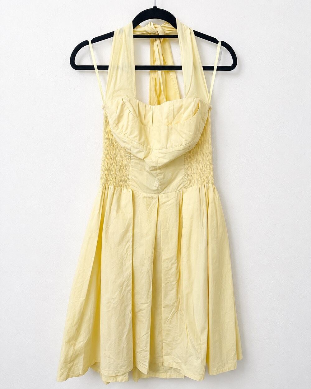 Unique Vintage Butter Yellow Halter Dress Size M Pinup Rockabilly Swing